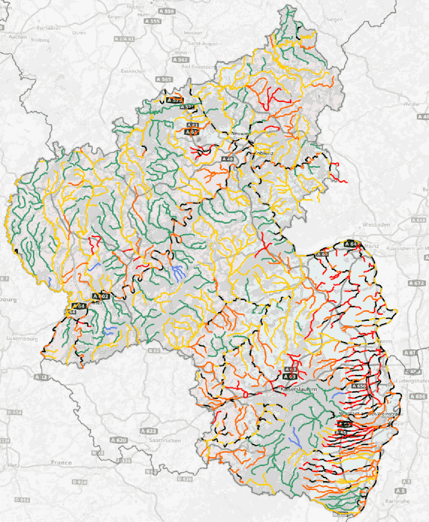 Natürliche und erheblich veränderte Oberflächenwasserkörper in Rheinland-Pfalz